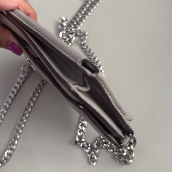 Michael Kors Gray Pebbled Leather Crossbody Wallet On Chain - Picture 8 of 11